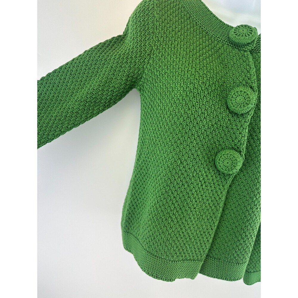Boden Knit Cardigan Kelly Green Snap Covered Faux Buttons Chunky WK734 Womens 4 - Picture 7 of 16
